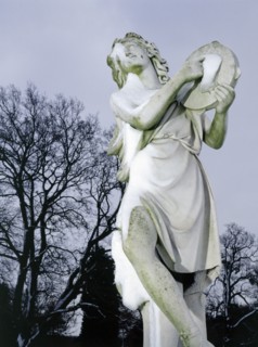 Snow covered statue at Wrest Park, Silsoe, Bedfordshire, 2010