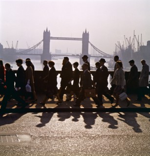 Pedestrians on London Bridge, London, 1960s