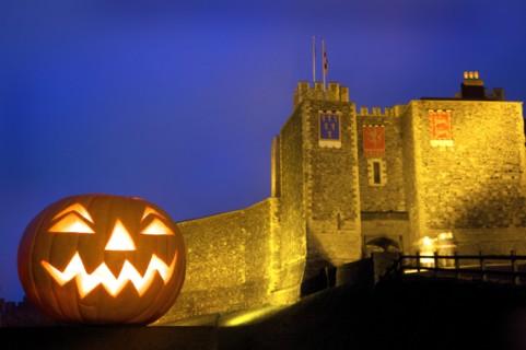 Carved Halloween pumpkin at Dover Castle, Kent, 2009