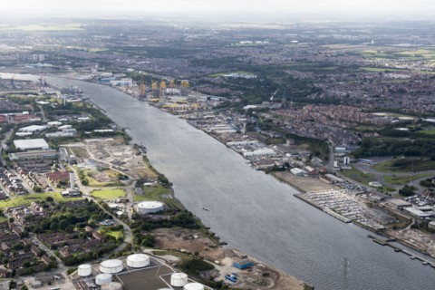 Looking west along the River Tyne, Tyne and Wear, 2017