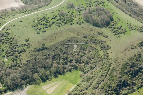 Chalk military badge of the 7th (City of London) Battalion, near Sutton Down, Wiltshire, 2015