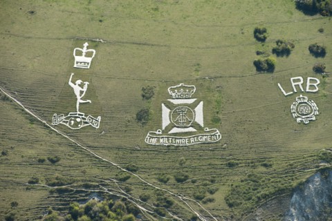 Chalk military badges, Fovant Down, Wiltshire, 2015