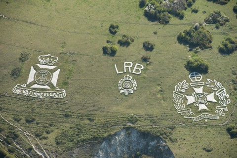Chalk military badges, Fovant Down, Wiltshire, 2015