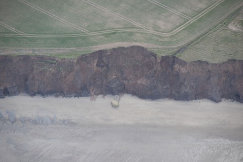 Collapsed pillbox on the beach, near Beacon Hill, East Riding of Yorkshire, 2014