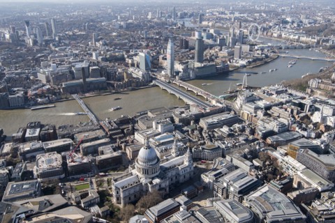St Paul's Cathedral and view towards the South Bank, London, 2018