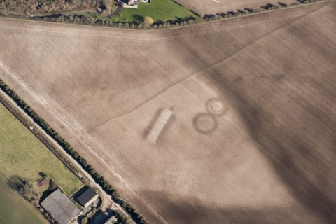 Soil marks on Houghton Down, near Danebury, Hampshire, 2018
