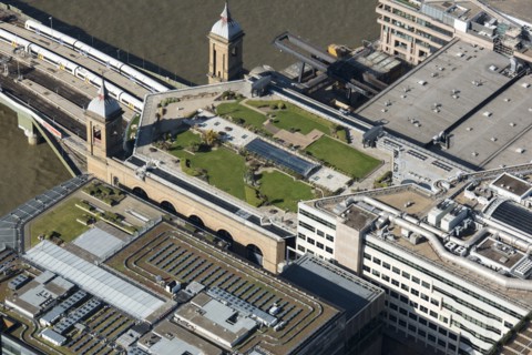 Cannon Street Railway Station and Cannon Bridge Roof Garden, London, 2018