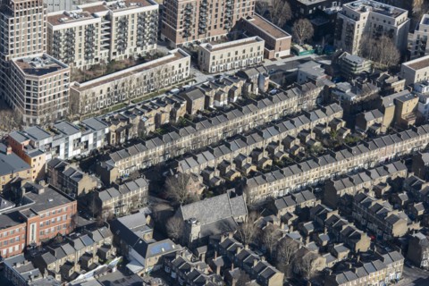Terraced houses along Larcom Street, Walworth, London, 2018