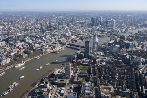View over the City of London from the South Bank, London, 2018