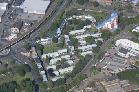 Tom Collins House and the western part of the Byker Wall housing estate, Newcastle upon Tyne, 2015