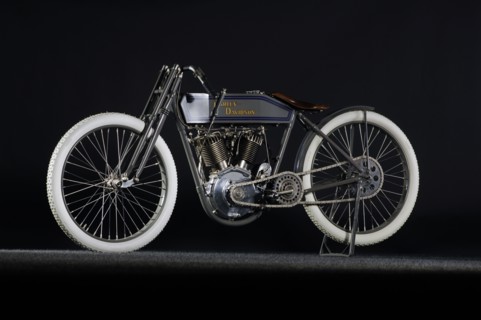 Harley Davidson boardtrack racer 1914. Artist: Simon Clay.