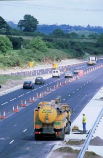 Roadworks on M27 Motorway. Artist: Unknown.
