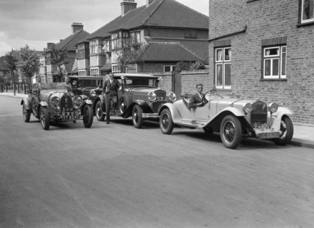 1930 Alfa-Romeo, Chrysler Coupe and Bugatti Type 43 2262cc. Artist: Bill Brunell.