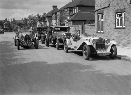 1930 Alfa-Romeo, Chrysler Coupe and Bugatti Type 43 2262cc. Artist: Bill Brunell.