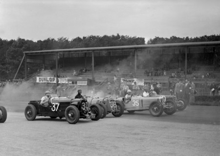 Race meeting at Donington Park, Leicestershire, 1936. Artist: Bill Brunell.