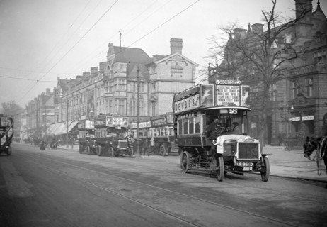 Daimler MET and AEC B-type buses, Cricklewood Broadway, London. Artist: Bill Brunell.