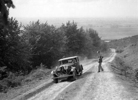 Talbot 75 2276 cc competing in a Talbot CC trial. Artist: Bill Brunell.