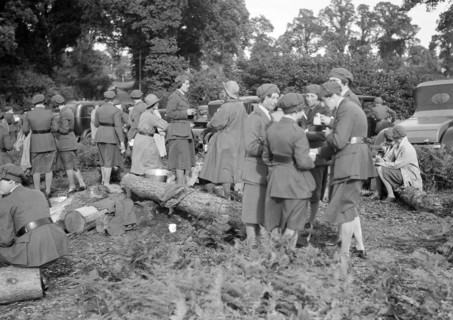 Women at a First Aid Nursing Yeomanry (FANY) trial or rally, 1931.   Artist: Bill Brunell.