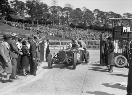 Invicta 4467 cc car at Brooklands. Artist: Bill Brunell.