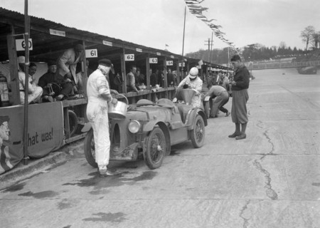 MG C type of the Earl of March and CS Staniland, JCC Double Twelve race, Brooklands, 8/9 May 1931. Artist: Bill Brunell.