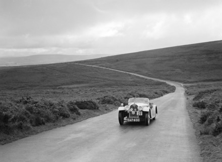 Morgan 4/4 of JC Harris competing at the MCC Torquay Rally, July 1937. Artist: Bill Brunell.