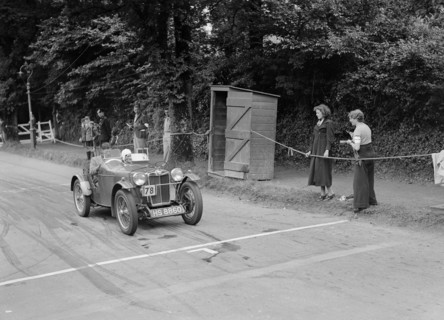 EC Haesendonck's MG PB competing at the MCC Torquay Rally, July 1937. Artist: Bill Brunell.