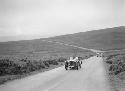 EC Haesendonck's MG PB competing at the MCC Torquay Rally, July 1937. Artist: Bill Brunell.