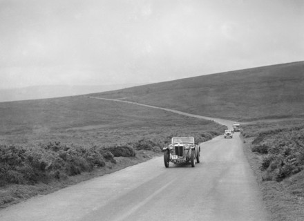 Cream Cracker Team MG PB of EJ Haesendonck competing at the MCC Torquay Rally, July 1937. Artist: Bill Brunell.