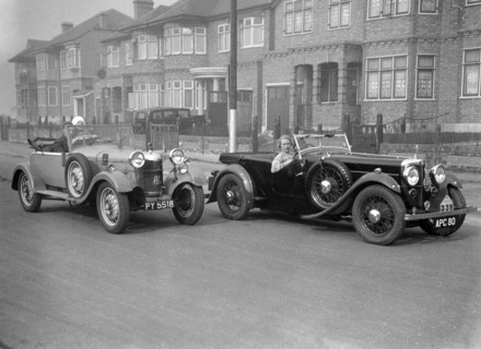 SA Roebuck's AC Open 2-seat tourer and Kitty Brunell's winning AC 4-seater tourer, RAC Rally, 1933. Artist: Bill Brunell.