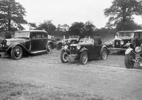 Cars taking part in the Bugatti Owners Club gymkhana, 5 July 1931. Artist: Bill Brunell.