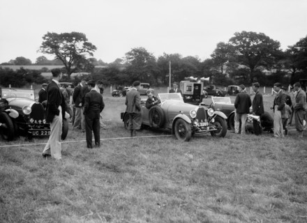 Two Bugatti Type 44s taking part in the Bugatti Owners Club gymkhana, 5 July 1931. Artist: Bill Brunell.