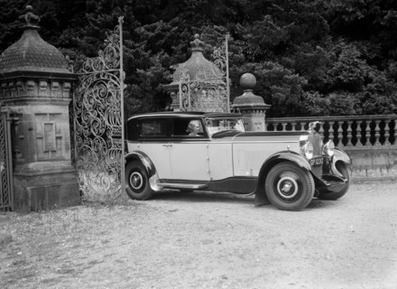Kitty Brunell road testing a 1931 Delage D8, Wykehurst Place, Bolney, Sussex. Artist: Bill Brunell.