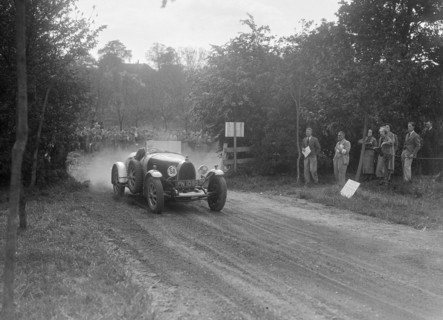 Bugatti Type 43, Bugatti Owners Club Hill Climb, Chalfont St Peter, Buckinghamshire, 1935. Artist: Bill Brunell.