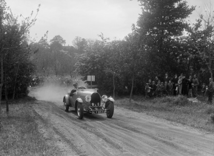 Bugatti Type 49, Bugatti Owners Club Hill Climb, Chalfont St Peter, Buckinghamshire, 1935. Artist: Bill Brunell.