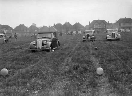 Two Standard Twelves and a Standard Nine at the Standard Car Owners Club Gymkhana, 8 May 1938. Artist: Bill Brunell.