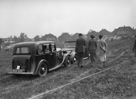 Standard Nine and Standard Flying Twelve at the Standard Car Owners Club Gymkhana, 8 May 1938. Artist: Bill Brunell.