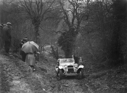 1938 HRG Standard Meadows-engined 2-seater of MH Lawson taking part in the Petersfield Trial, 1938. Artist: Bill Brunell.