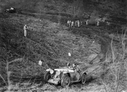 MG J2 taking part in a motoring trial, late 1930s. Artist: Bill Brunell.