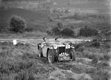 1935 MG PB of the Cream Cracker team taking part in the NWLMC Lawrence Cup Trial, 1937. Artist: Bill Brunell.