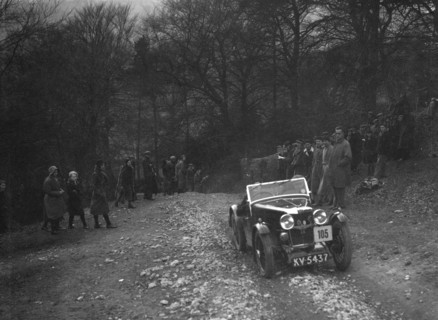MG J2 of Mrs MM Riley climbing Nailsworth Ladder, Sunbac Colmore Trial, Gloucestershire, 1934. Artist: Bill Brunell.