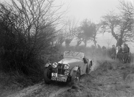MG F type of GF Horan at the Sunbac Colmore Trial, near Winchcombe, Gloucestershire, 1934. Artist: Bill Brunell.