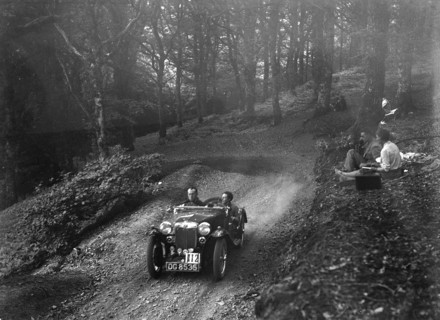 MG PA taking part in the B&HMC Brighton-Beer Trial, Fingle Bridge Hill, Devon, 1934. Artist: Bill Brunell.