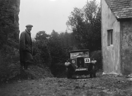 1929 Riley saloon of AP Squire competing in the JCC Lynton Trial, 1932. Artist: Bill Brunell.