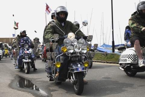 Group of Mods on their Scooters at Mudeford 2008. Artist: Unknown.