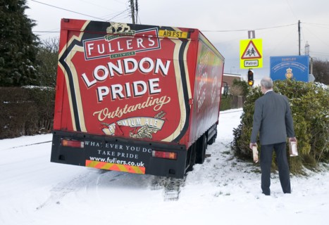 London Pride Brewery lorry stuck in snow 2009 Artist: Unknown.