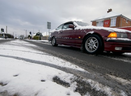 BMW driving in slush, Blackfield 2009 Artist: Unknown.