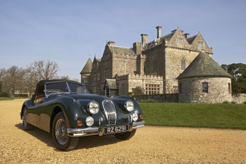 1954 Jaguar XK140 outside Palace House, Beaulieu Artist: Unknown.