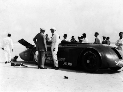Sunbeam 1000hp World Land speed record attempt at Daytona 1927 Artist: Unknown.