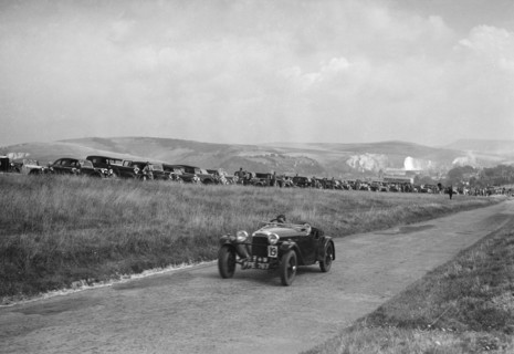 HRG of W Boddy competing at the Bugatti Owners Club Lewes Speed Trials, Sussex, 1937. Artist: Bill Brunell.
