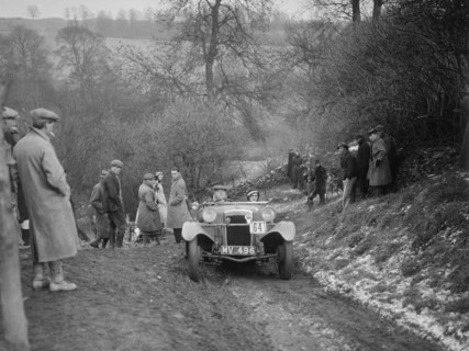 Frazer-Nash Boulogne II of P Lees competing in the Sunbac Colmore Trial, Gloucestershire, 1933. Artist: Bill Brunell.